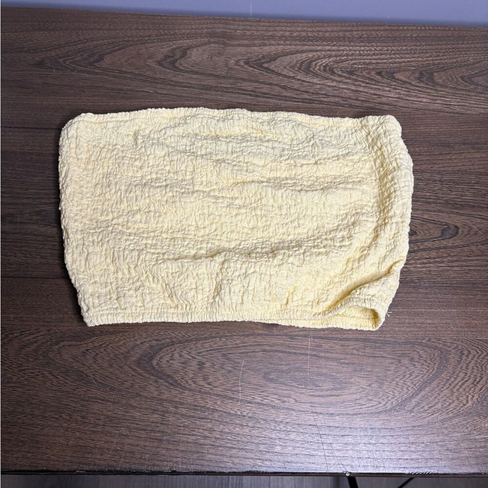 Amazon Yellow Textured Cropped Bandeau Top Size Large - Picture 2 of 4
